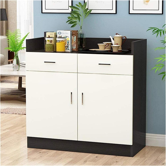 Luxury Bar Cabinet with Storage, Black and White