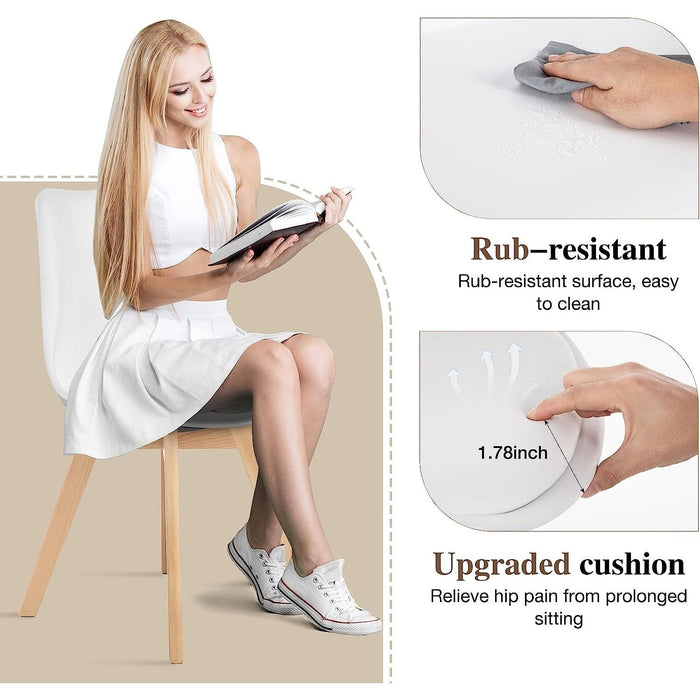 Mid-Century Modern PU Leather Dining Chairs, Set of 4