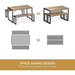 Dining Table Set for 4 with 2 Benches, Gray