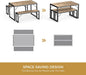 Dining Table Set for 4 with 2 Benches, Gray