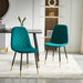 5-Piece Modern Dining Table Set with Dark Green Velvet Chairs