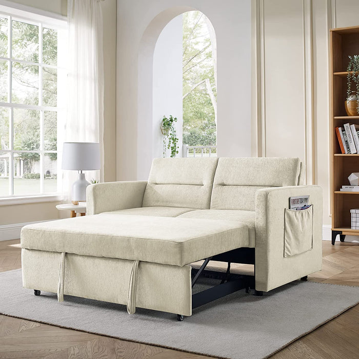 Modern Velvet Sleeper Sofa with Arm Pockets