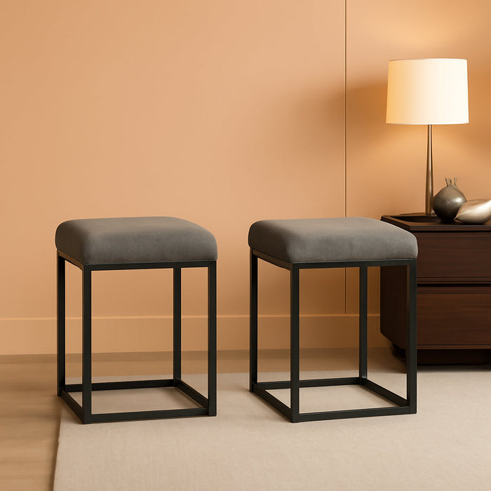 Backless Industrial Upholstered Barstools, Set of 2