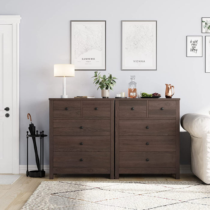 Dark Brown 5-Drawer Heavy-Duty Dresser