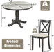 Wood 5-Piece round Dining Table Set with Cushioned Chairs