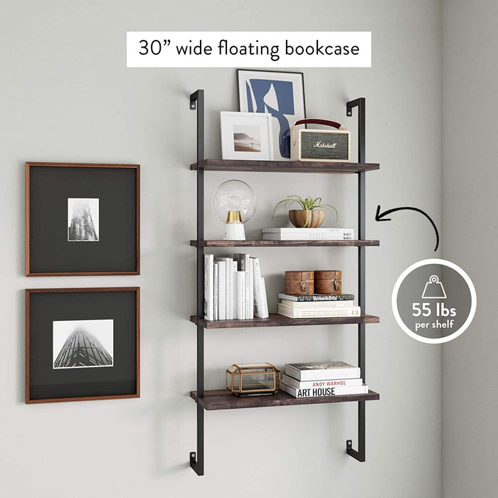 Nutmeg/Black Industrial Pipe Wall Shelves