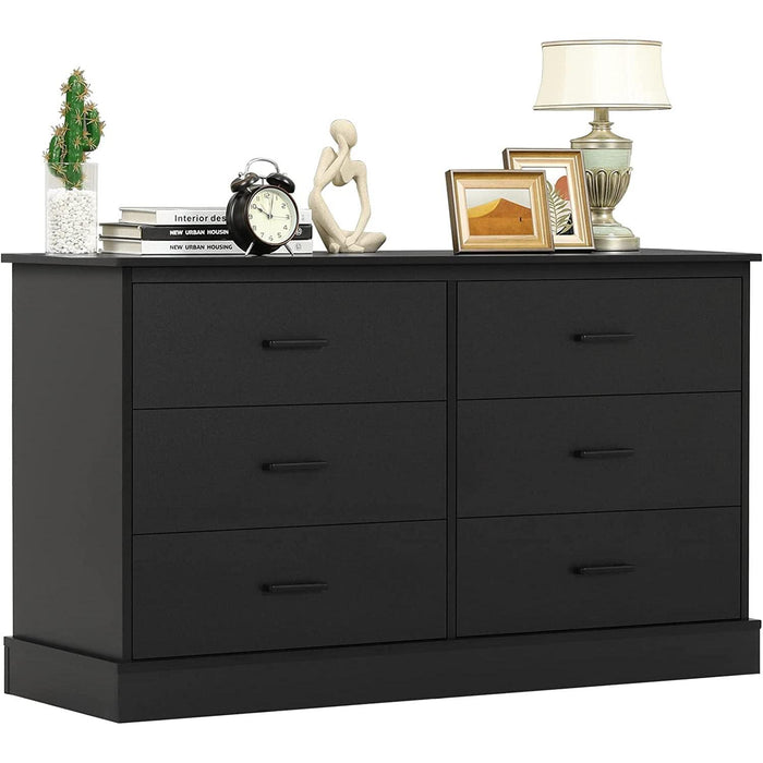 Double 6-Drawer Wood Storage Tower Organizer