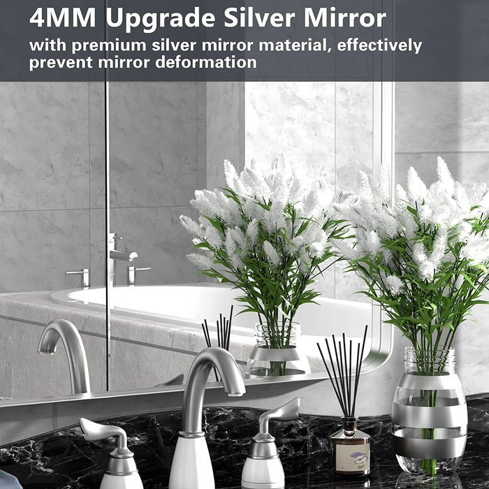 Brushed Silver Bathroom Mirrors for Wall, 30X40 Inch