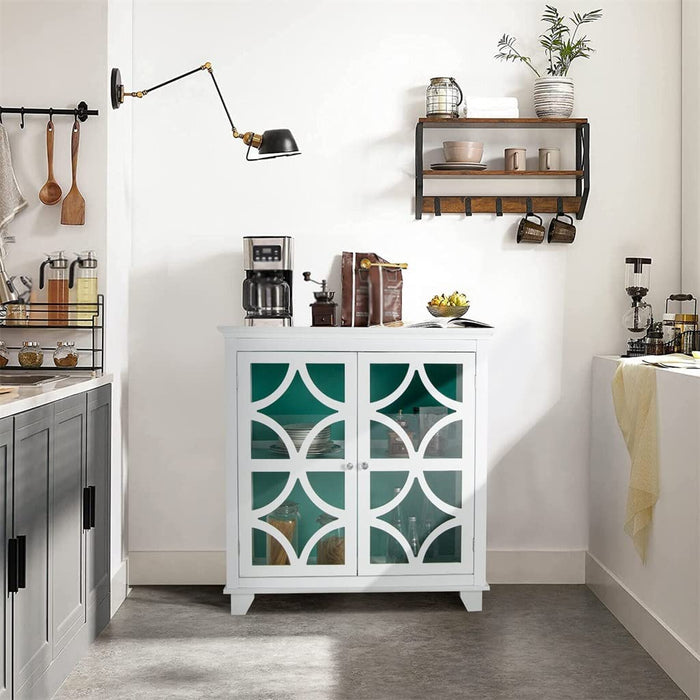 FEER Kitchen Storage Cabinet Buffet Sideboard with Glass Doors and Adjustable Shelves