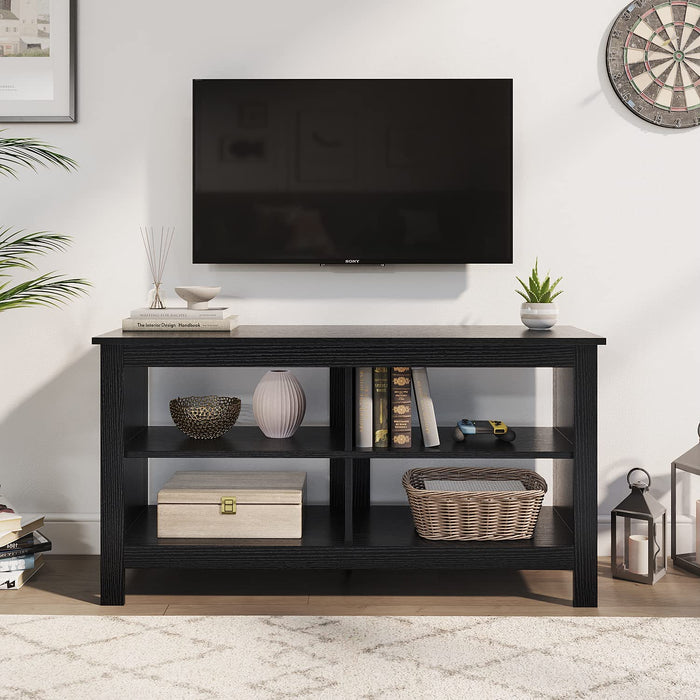 Black TV Stand with Storage Shelves for 50″ TV