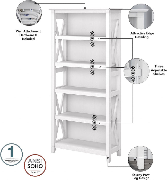 White Oak Bookcase Set with 5 Shelves