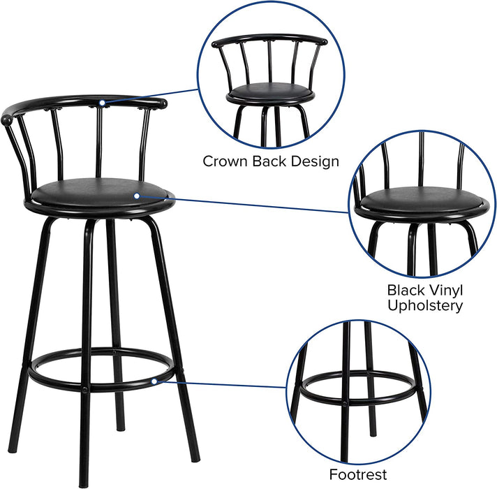 Black Metal Barstool W/ Vinyl Seat