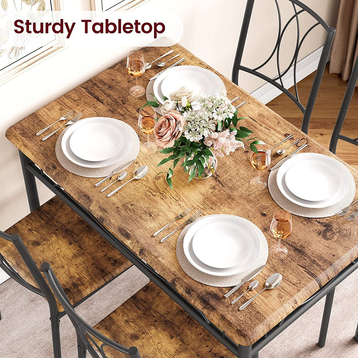 Rustic Brown 5-Piece Dining Table Set