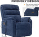 Blue Chenille Electric Power Lift Recliner