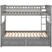 Grey Twin Bunk Bed with Storage, Drawers, and Safety Rail