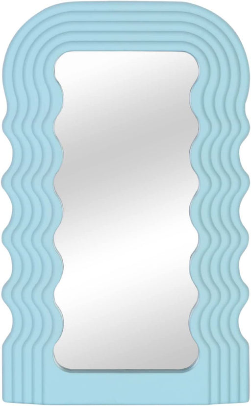 Aesthetic Wave Irregular Wall Mirror, Blue
