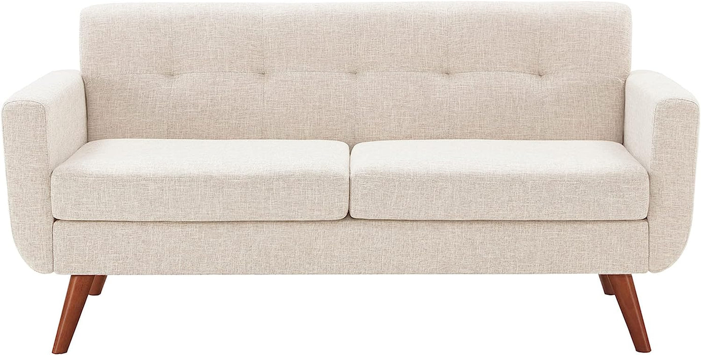 Cream Beige Button Tufted Loveseat Sofa