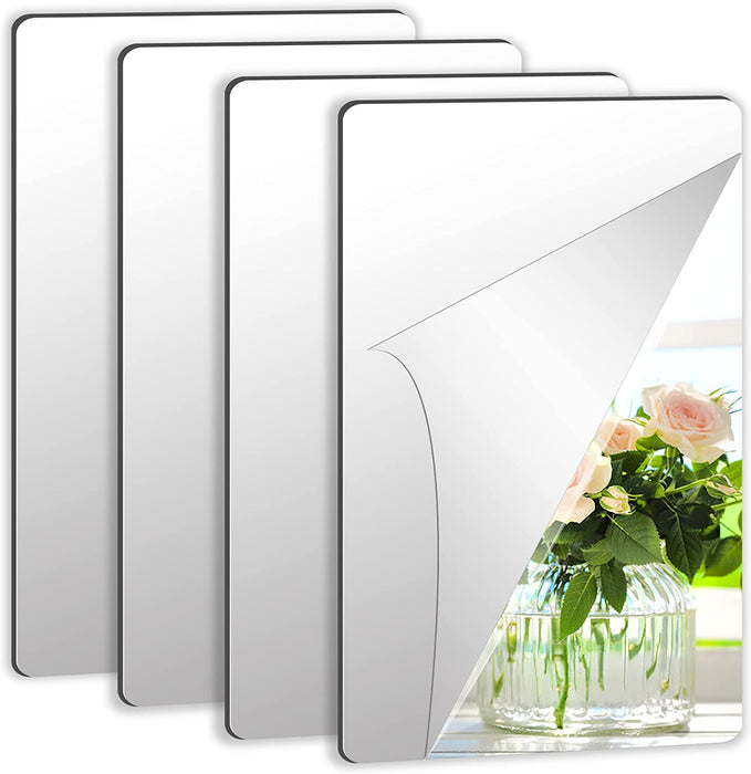 5 Pack 12x12 inch Acrylic Flexible Mirror Sheets, Self Adhesive Cuttable  Non-Glass Square Mirror Wall Stickers for DIY Craft Home Wall Decor