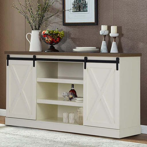 Freestanding Sideboard Buffet with Doors and Shelves