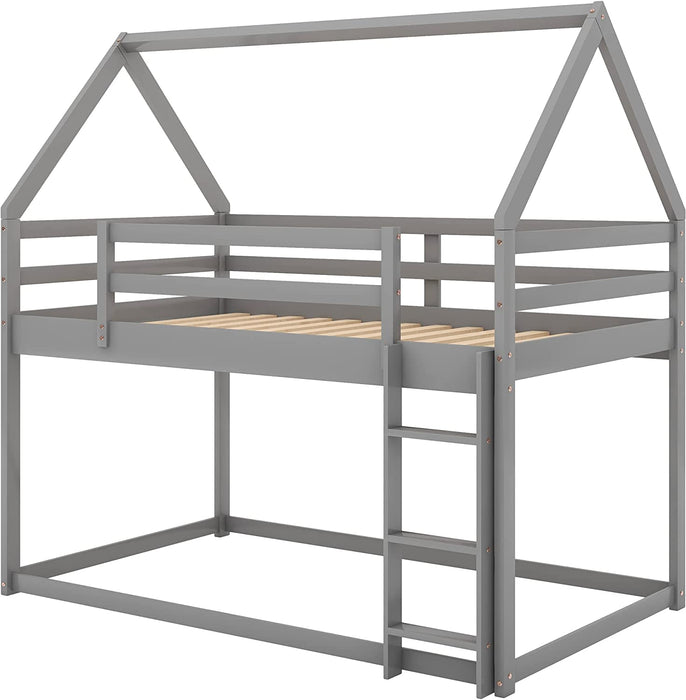Low House Twin Bunk Bed, Gray