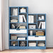 Bright Blue Wooden Bookcase with 8 Cubes