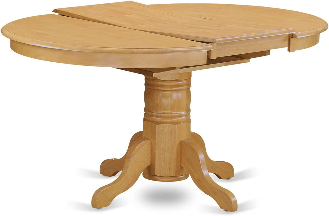 Oak Finish round Wood Dining Table