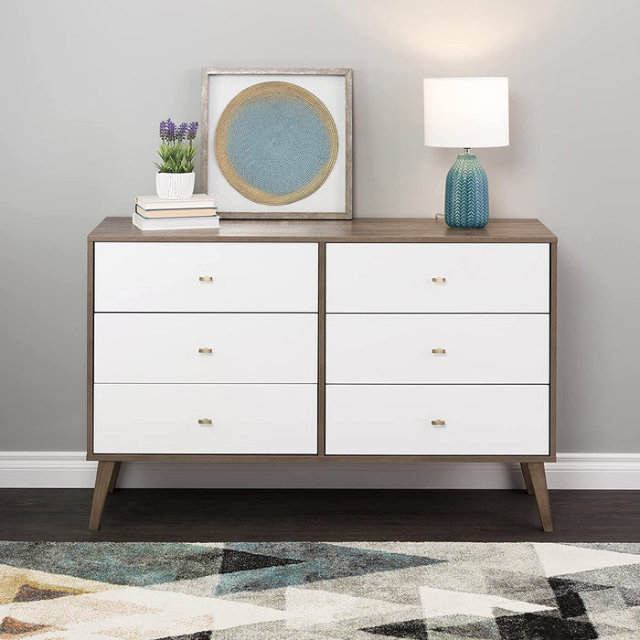 Gray and White 6-Drawer and 4-Drawer Dresser Set