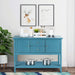 Aqua Wood Buffet Sideboard with Cabinets and Drawers