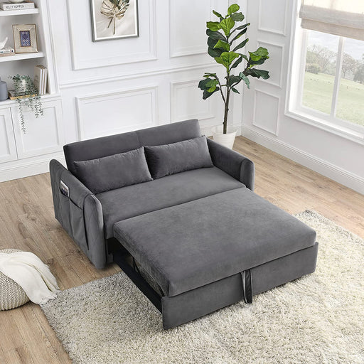 55″ Velvet Convertible Sofa Bed with Adjustable Backrest