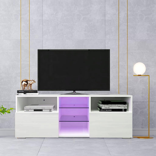 55In LED TV Stand with Storage, White