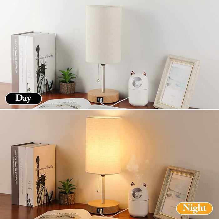 Modern Table Lamps with Pull Chain and USB Ports