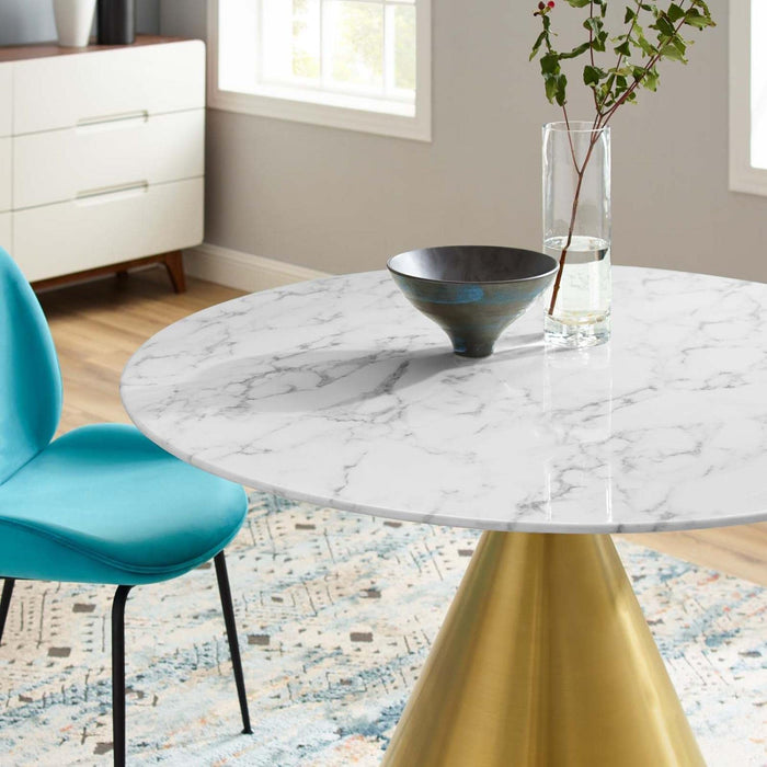 Tupelo Gold/White Artificial Marble Dining Table