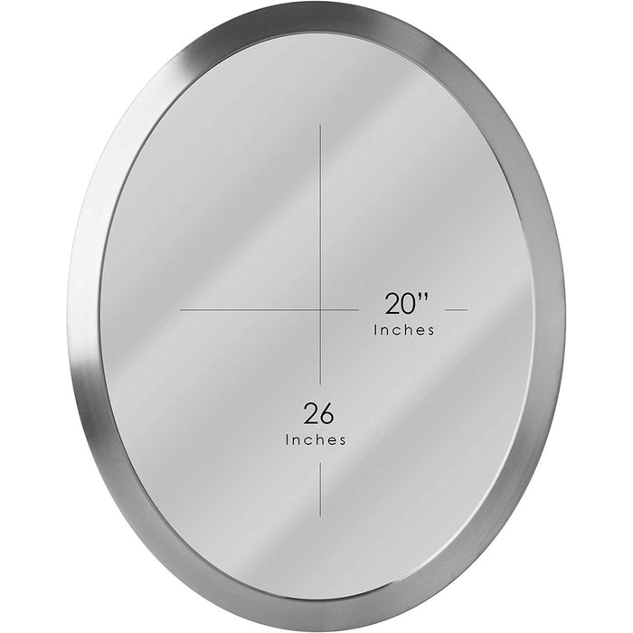 Head West Brushed Nickel Stainless Steel Oval Framed Beveled Accent Wall Vanity Mirror