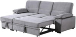 Gray Velvet Reversible Sleeper Sectional Sofa