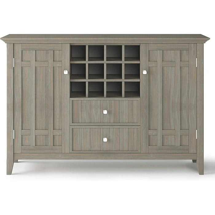 Rustic Gray Pine Wood Sideboard Buffet with Wine Storage