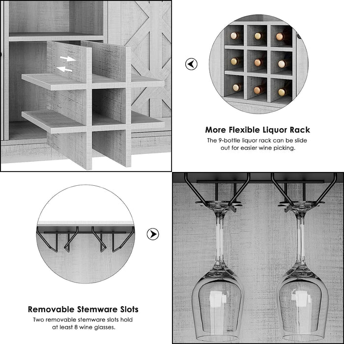 Buffet Sideboard Bar Cabinet with Storage, Farmhouse Style