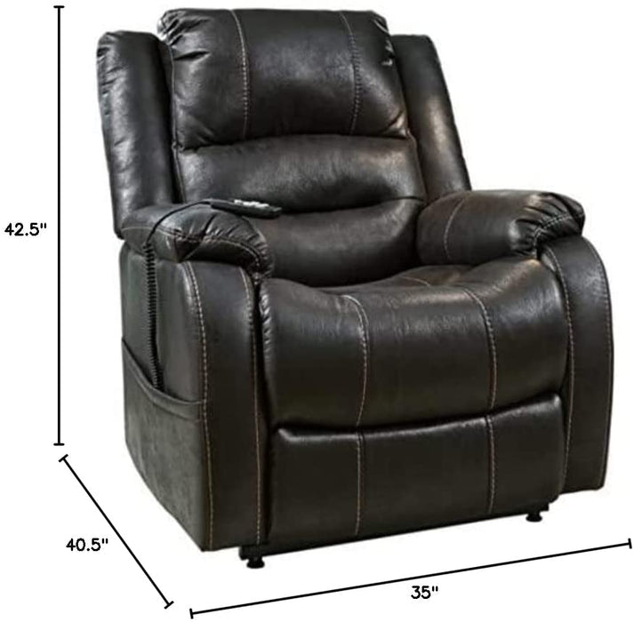 Yandel Black Faux Leather Electric Power Lift Recliner