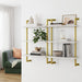 Small White/Gold Wall-Mounted Bookcase with Industrial Frame