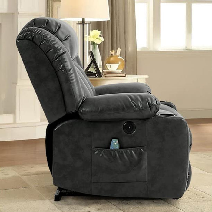 Grey Power Lift Recliner with Heat & Massage