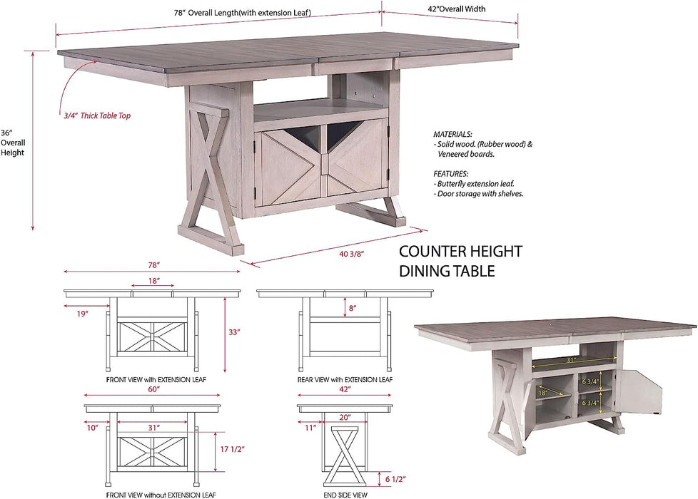 Figaro Counter Height Storage Dining Set