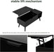 Modern Black Lift Top Coffee Table, Wood Legs