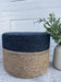 Jute Braided Pouf Ottoman in Natural Navy