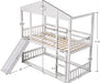 White Bunk Bed with Slide and Safety Rail