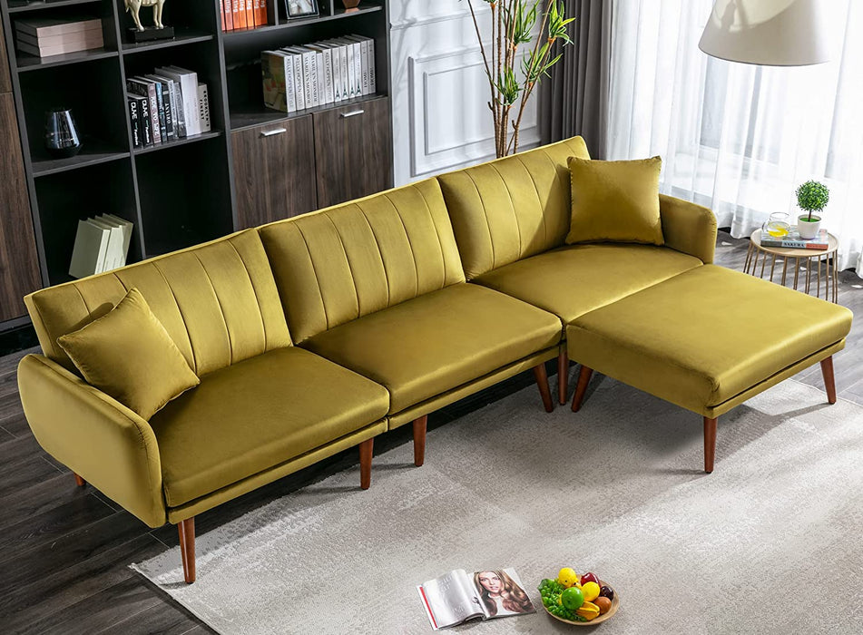 Modern Velvet L-Shaped Sectional Sofa