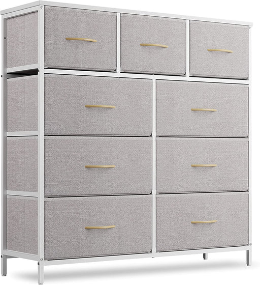 Tall Steel Frame Fabric Dresser with 9 Drawers