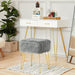 Gray Fuzzy Ottoman with Gold Legs