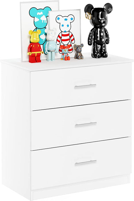 Solid White Simple Design 3-Drawer Dresser