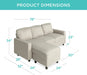 Compact Beige Linen Sectional Sofa with Chaise Lounge
