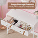 White Makeup Table with 2 Drawers & Adjustable Feet