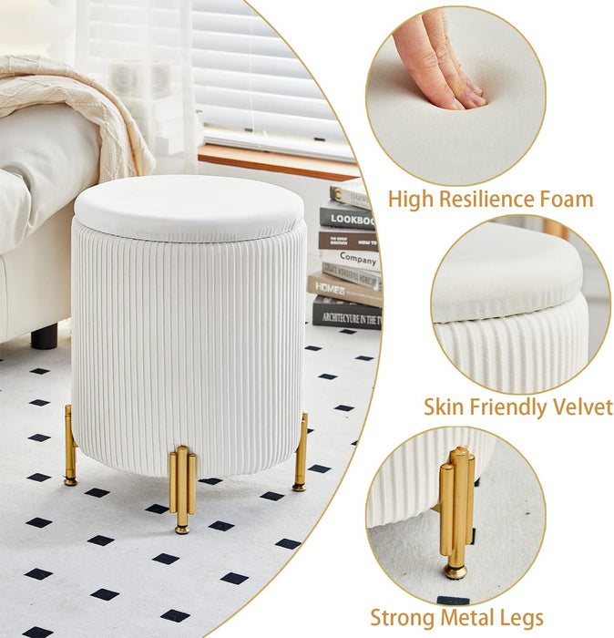 Storage Ottoman Foot Stool with Padded Seat